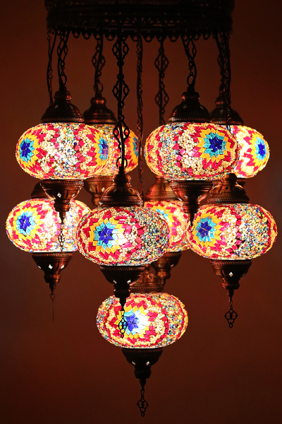 9in1 No3 Size Antique Mosaic Chandelier